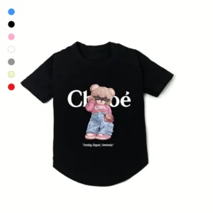 chloe dog t-shirt black front view