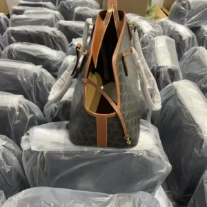 celine dog carrier bag brown side view
