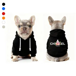 chanel dog hoodie black front and back