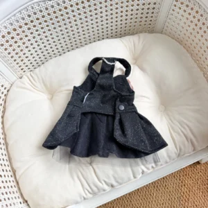 chanel dog dress black back view