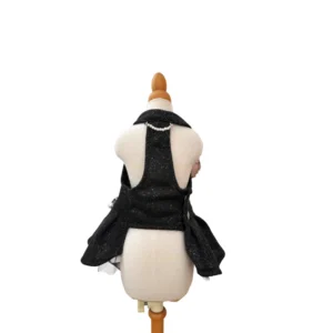 chanel dog dress black snap buttons back