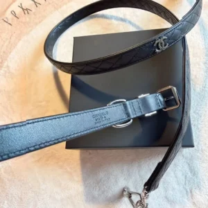 Chewnel Quilted CC Designer Dog Collar and Leash Set