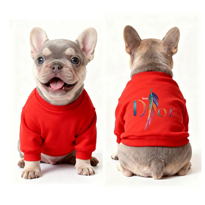 dior dog sweatshirt red feather logo
