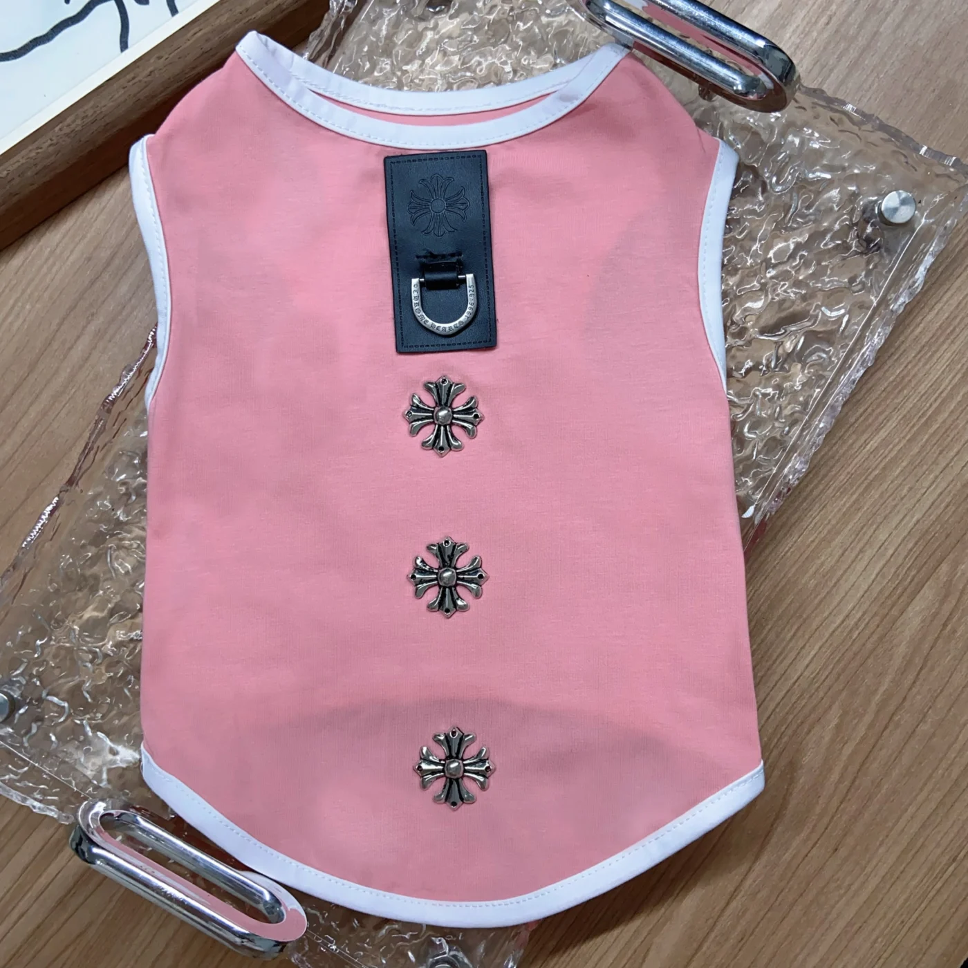 chrome hearts dog tank top pink front view