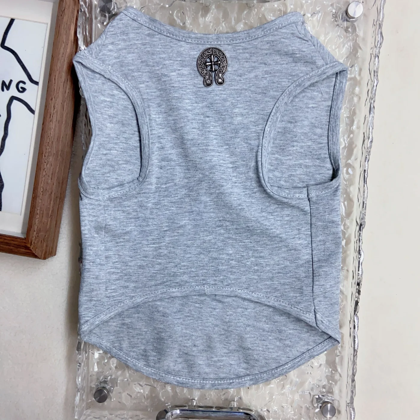 chrome hearts dog tank top gray back view