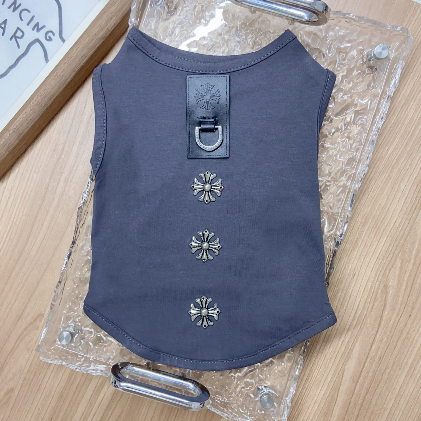 chrome hearts dog tank top dark gray front