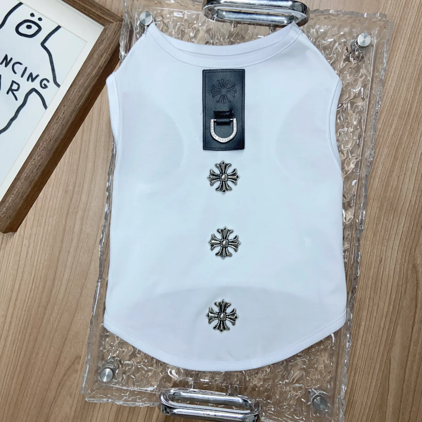 chrome hearts dog tank top white front view