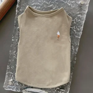 plain khaki dog tank top front view
