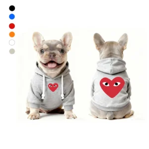 comme des garcons dog hoodie gray front and back
