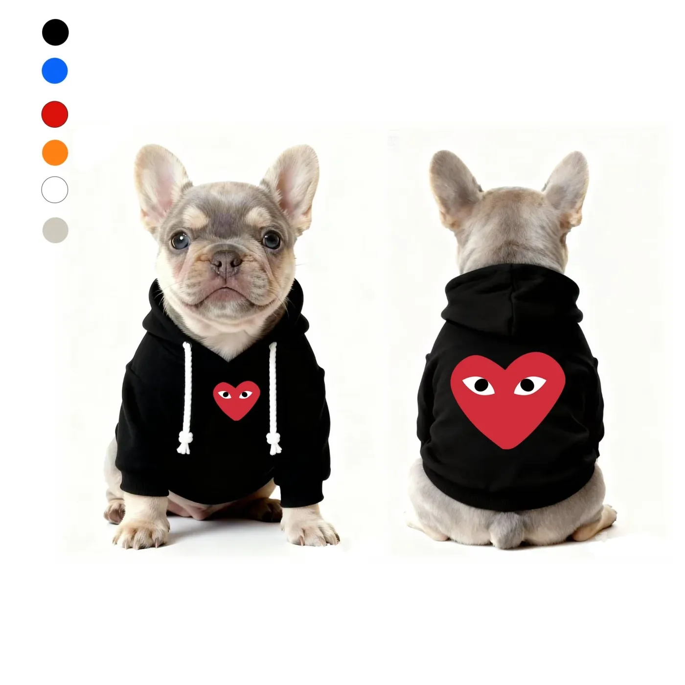 comme des garcons dog hoodie black front and back