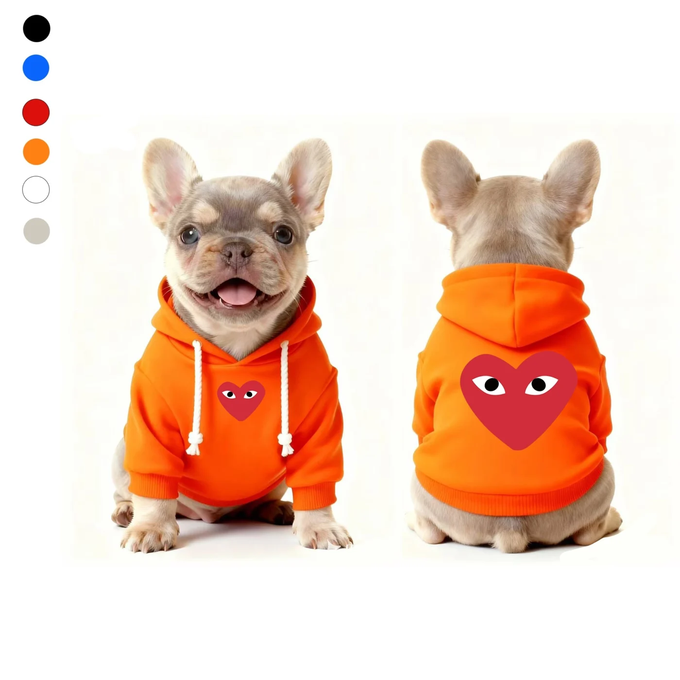 comme des garcons dog hoodie orange front view
