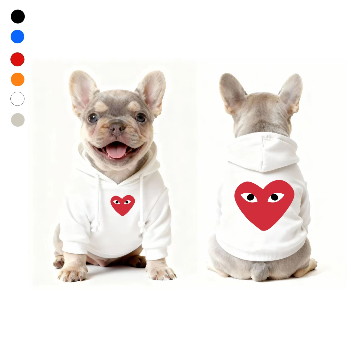 comme des garcons dog hoodie white front view
