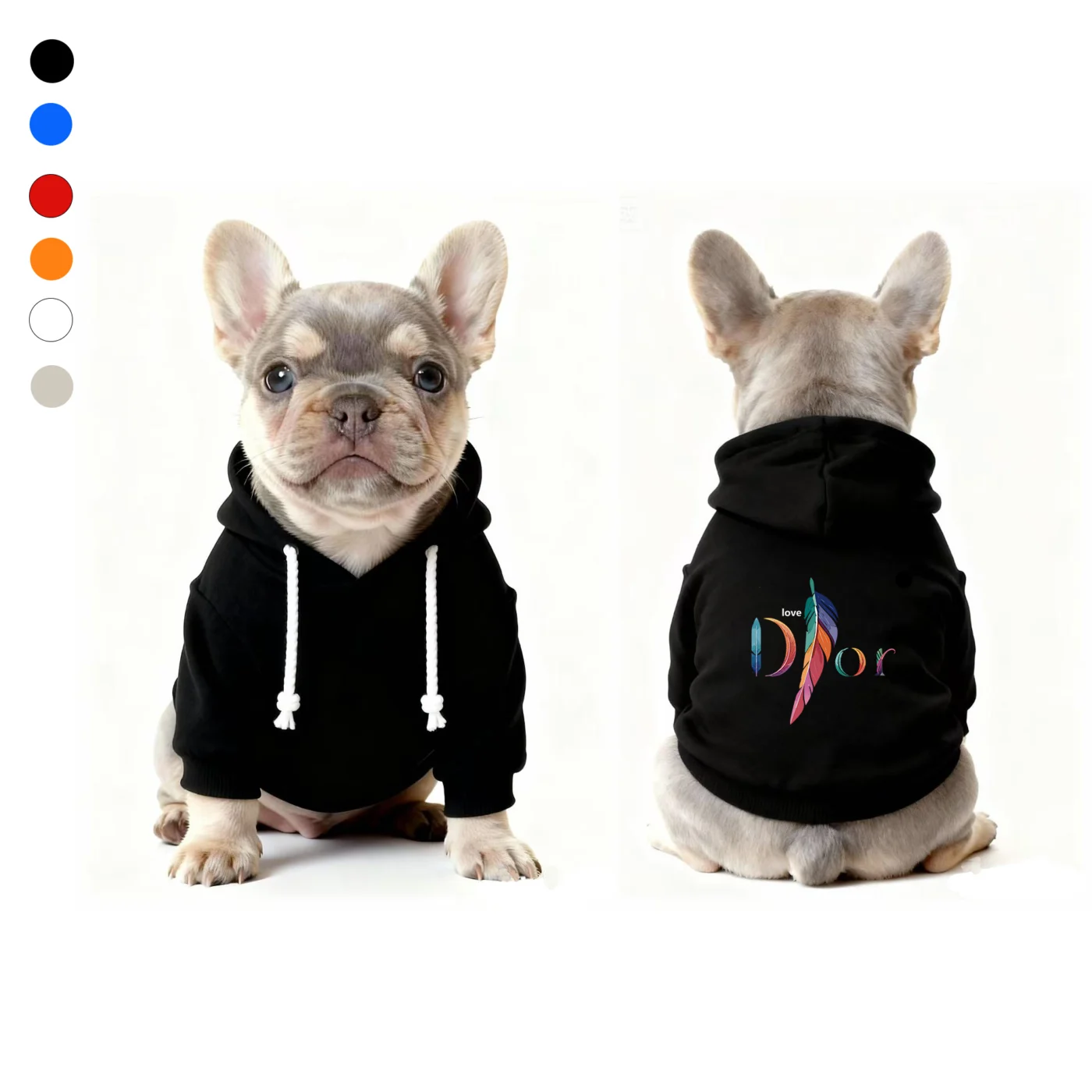 dior dog hoodie black front and back