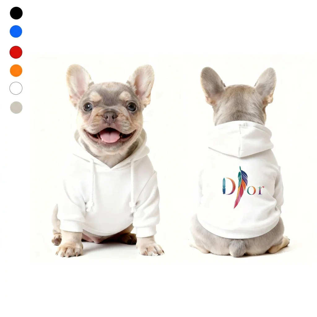 Christian Dogior Feather Logo Designer Dog Hoodie in white