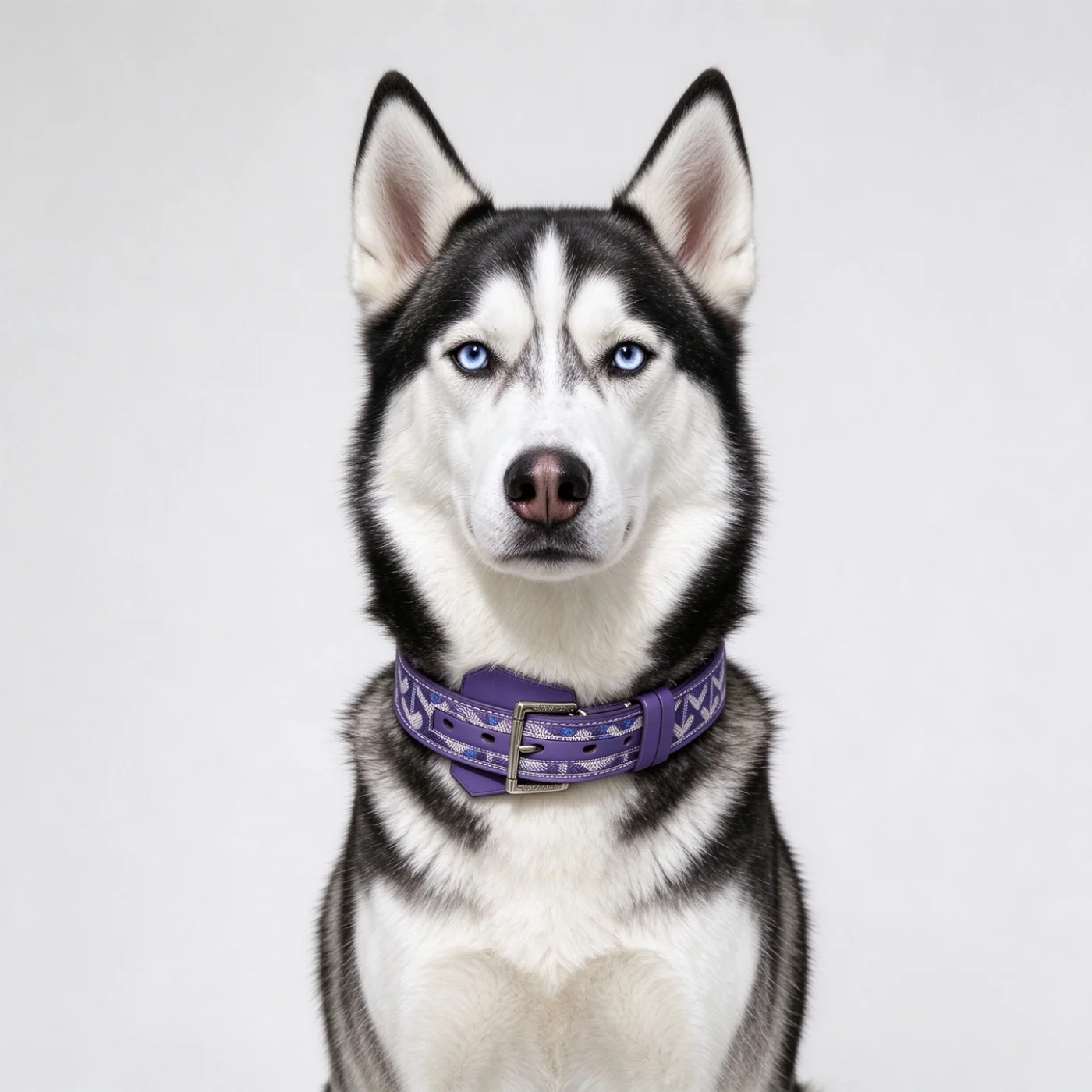 goyard dog collar and leash violet on dog