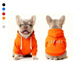 jordan dog hoodie orange front and back