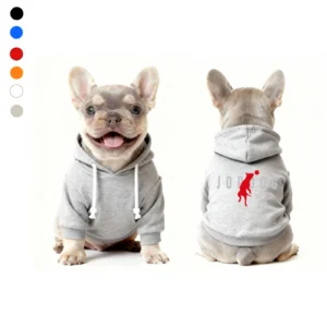 jordan dog hoodie gray front and back