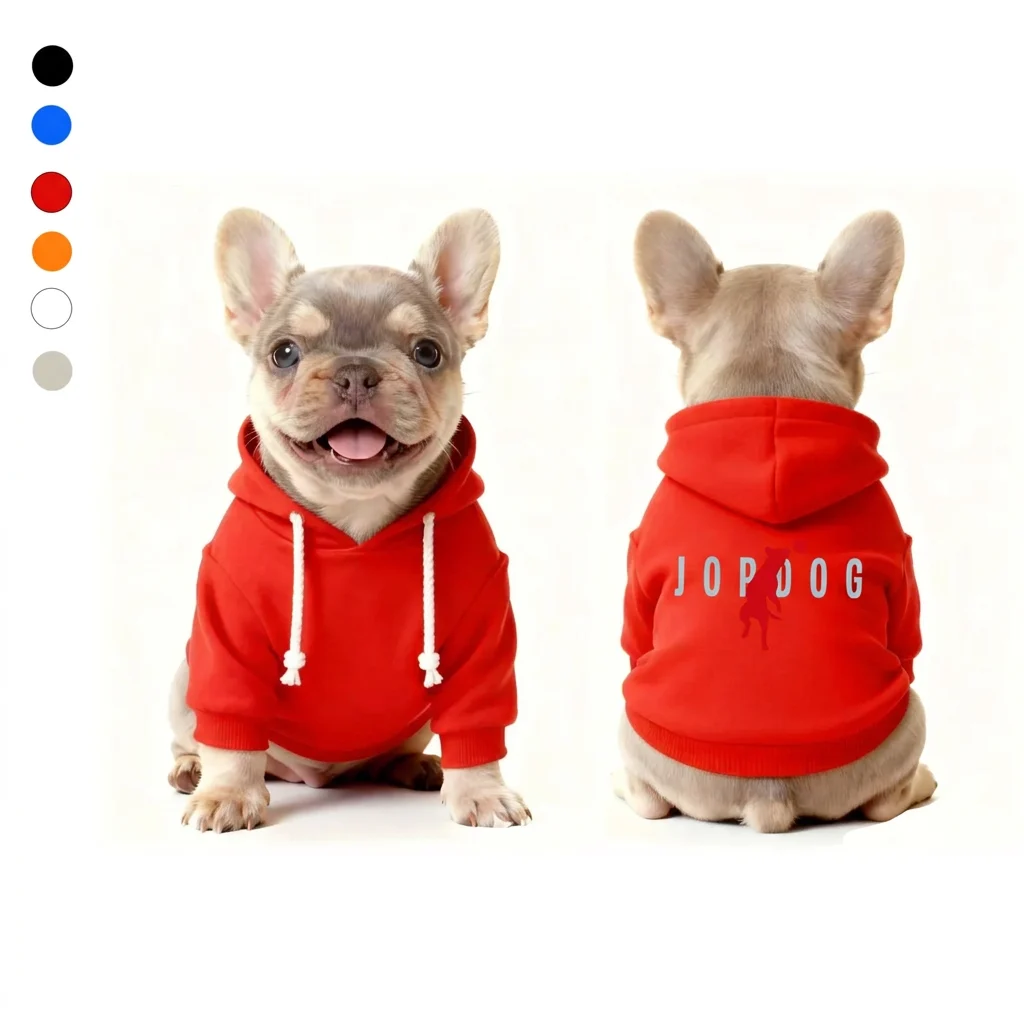 Jordog Jumping Dog Logo Designer Dog Hoodie in red