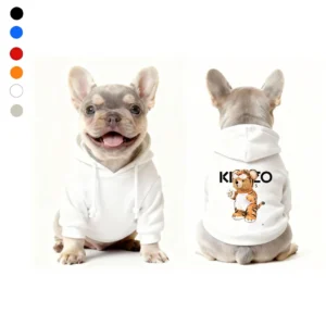 Kendog Tiger Teddy Designer Dog Hoodie in white