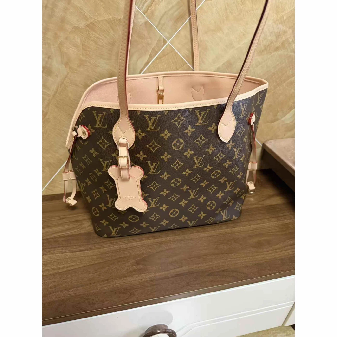 louis vuitton dog carrier tote brown front view
