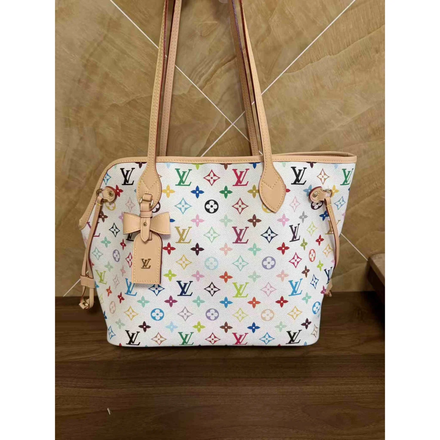louis vuitton dog carrier tote white front view