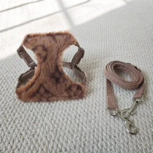 louis vuitton dog harness and leash brown