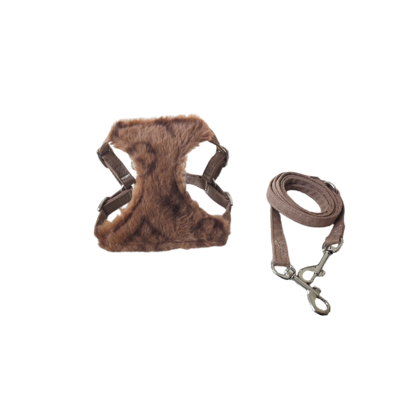 louis vuitton fur dog harness set brown