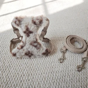louis vuitton dog harness leash cream white
