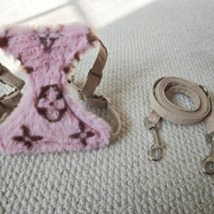 louis vuitton dog harness and leash pink