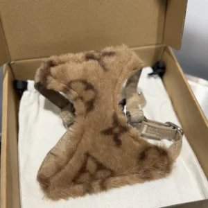 louis vuitton plush dog harness brown view