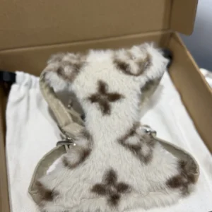 louis vuitton plush dog harness cream white