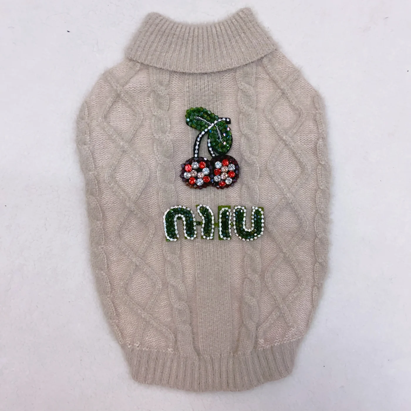miu miu dog sweater beige front view