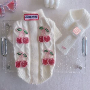 miu miu dog sweater cream white back view