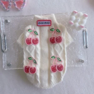 miu miu cherry dog sweater cream white back