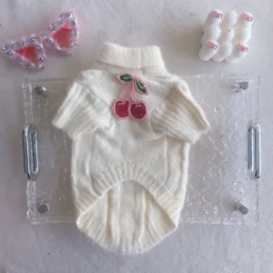 miu miu dog sweater cream white front view