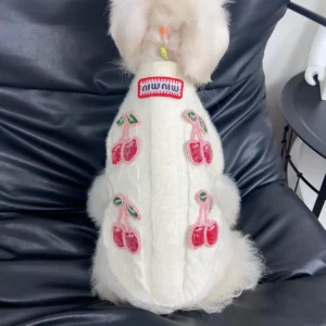 miu miu cherry dog sweater cream white side