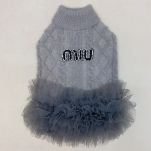 miu miu dog sweater dress gray front