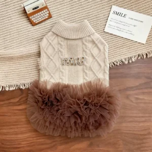 miu miu dog sweater dress beige lifestyle