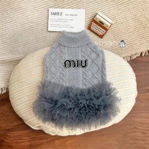 miu miu dog sweater dress gray lifestyle