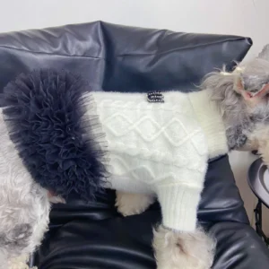 miu miu dog sweater dress tulle detail