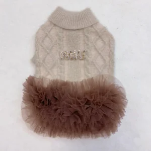 miu miu dog sweater dress beige front