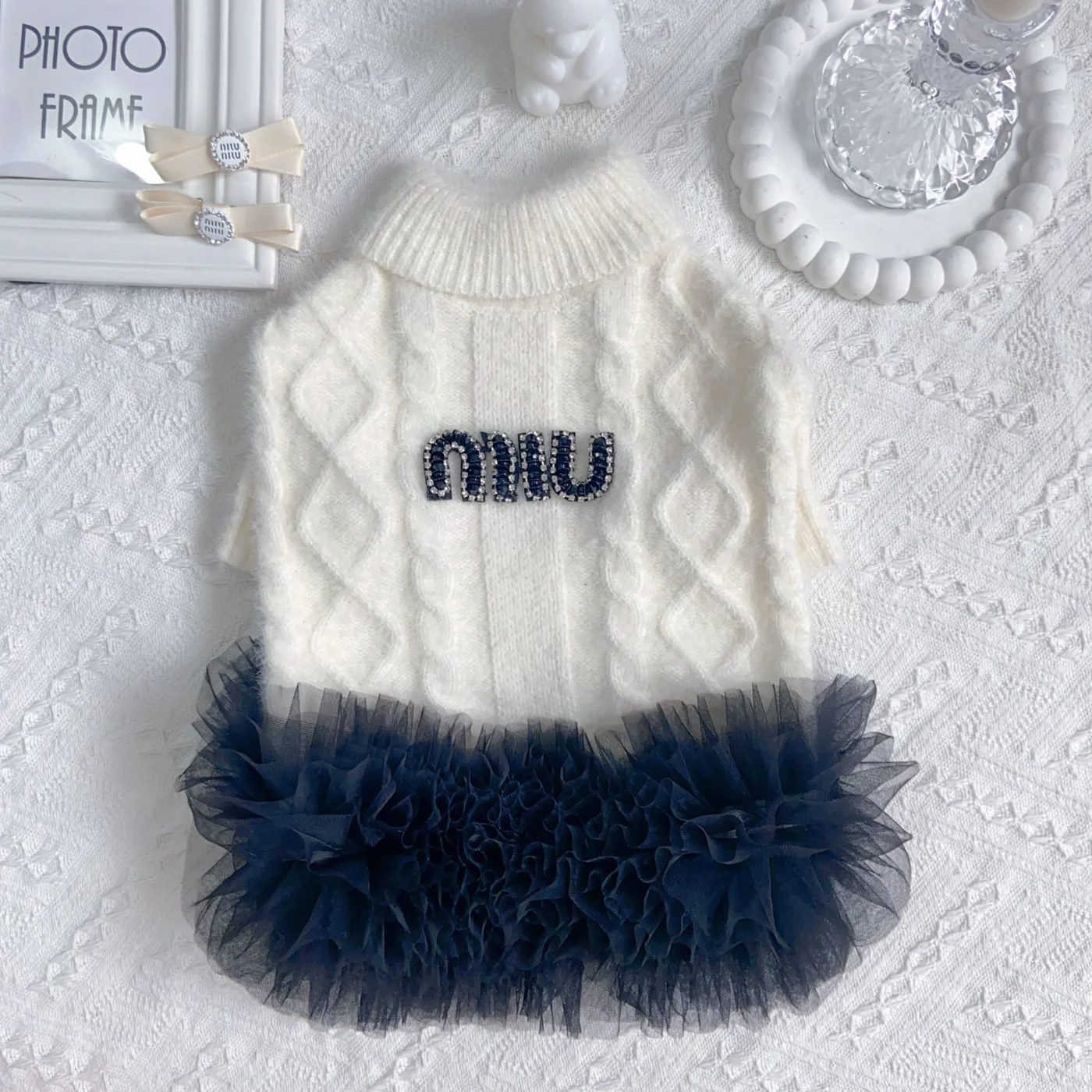 miu miu dog sweater dress white front