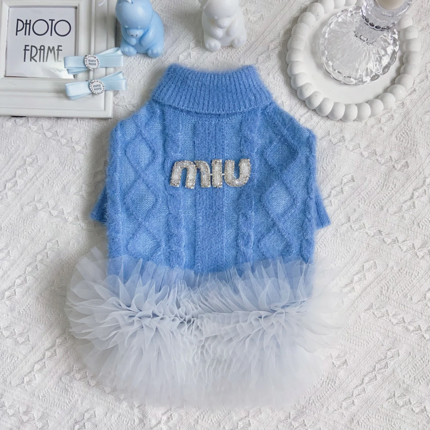 miu miu dog sweater dress skirt layers