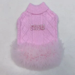 miu miu dog sweater dress pink front