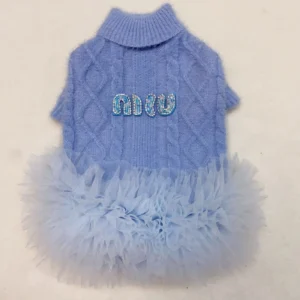 miu miu dog sweater dress blue front