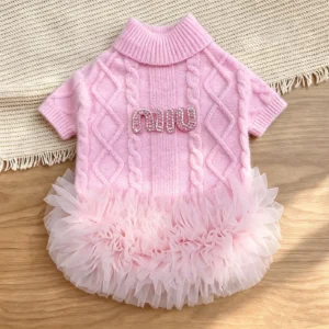 miu miu dog sweater dress pink lifestyle
