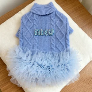 miu miu dog sweater dress blue lifestyle
