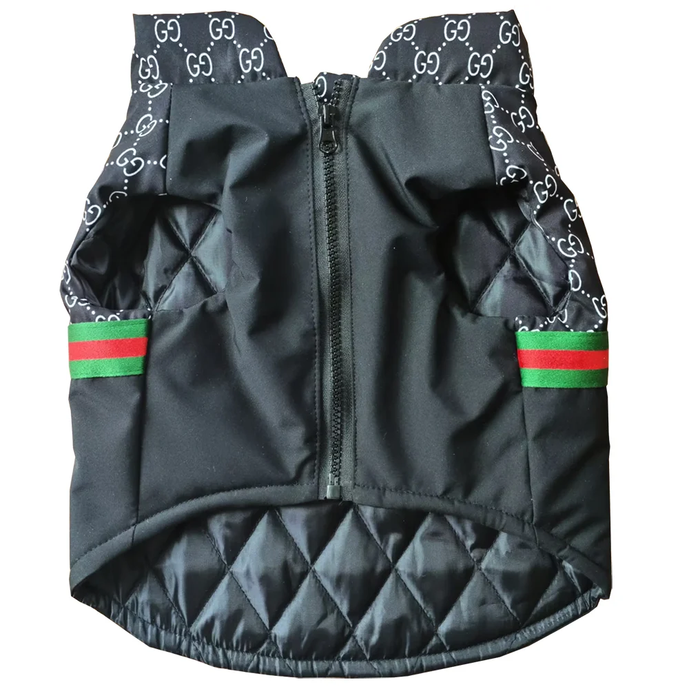 gucci dog vest black front view