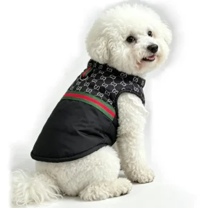 gucci winter dog vest black on dog side