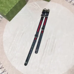 gucci inspired red stripe dog collar black navy